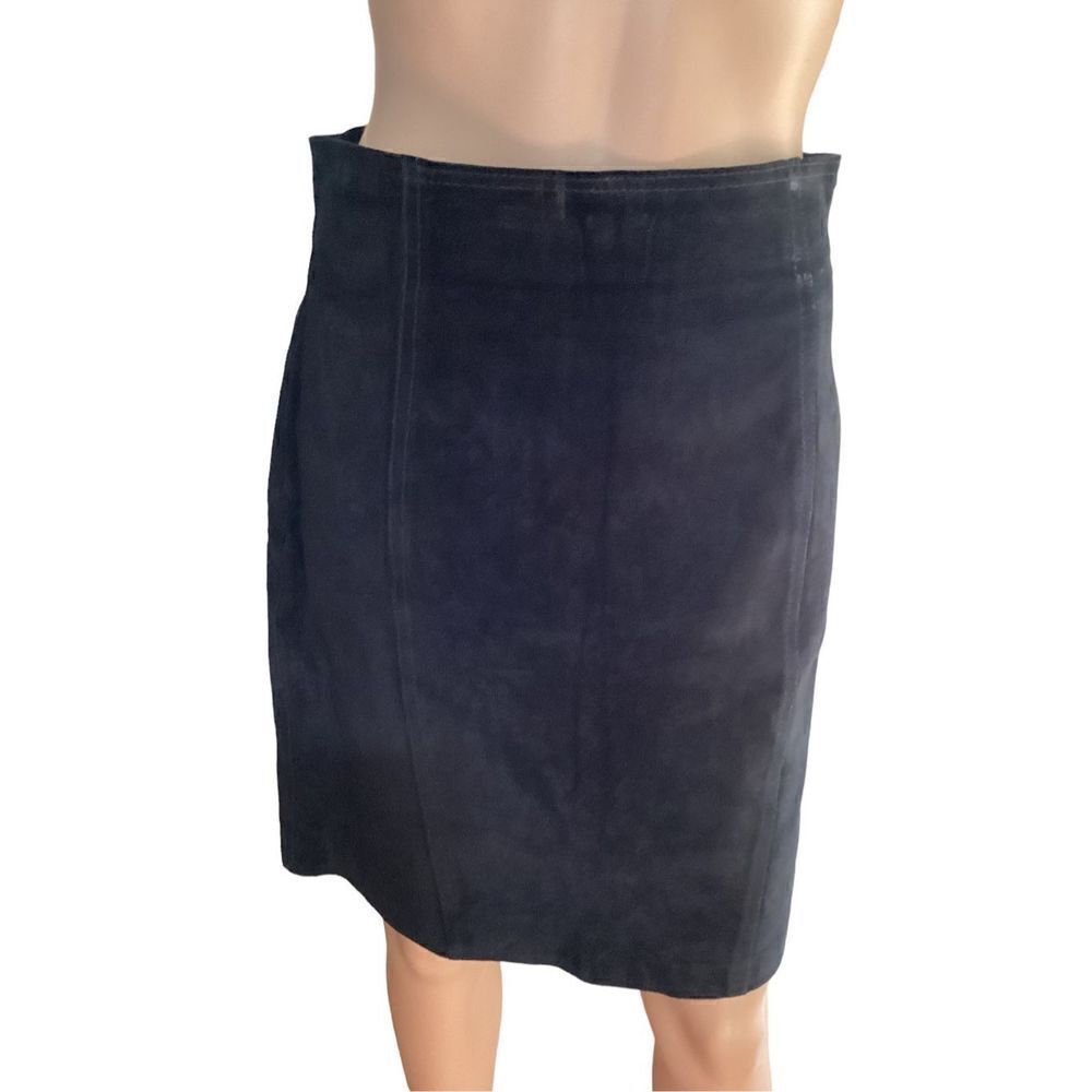 Vintage Genuine Leather High Waisted Black Skirt 11